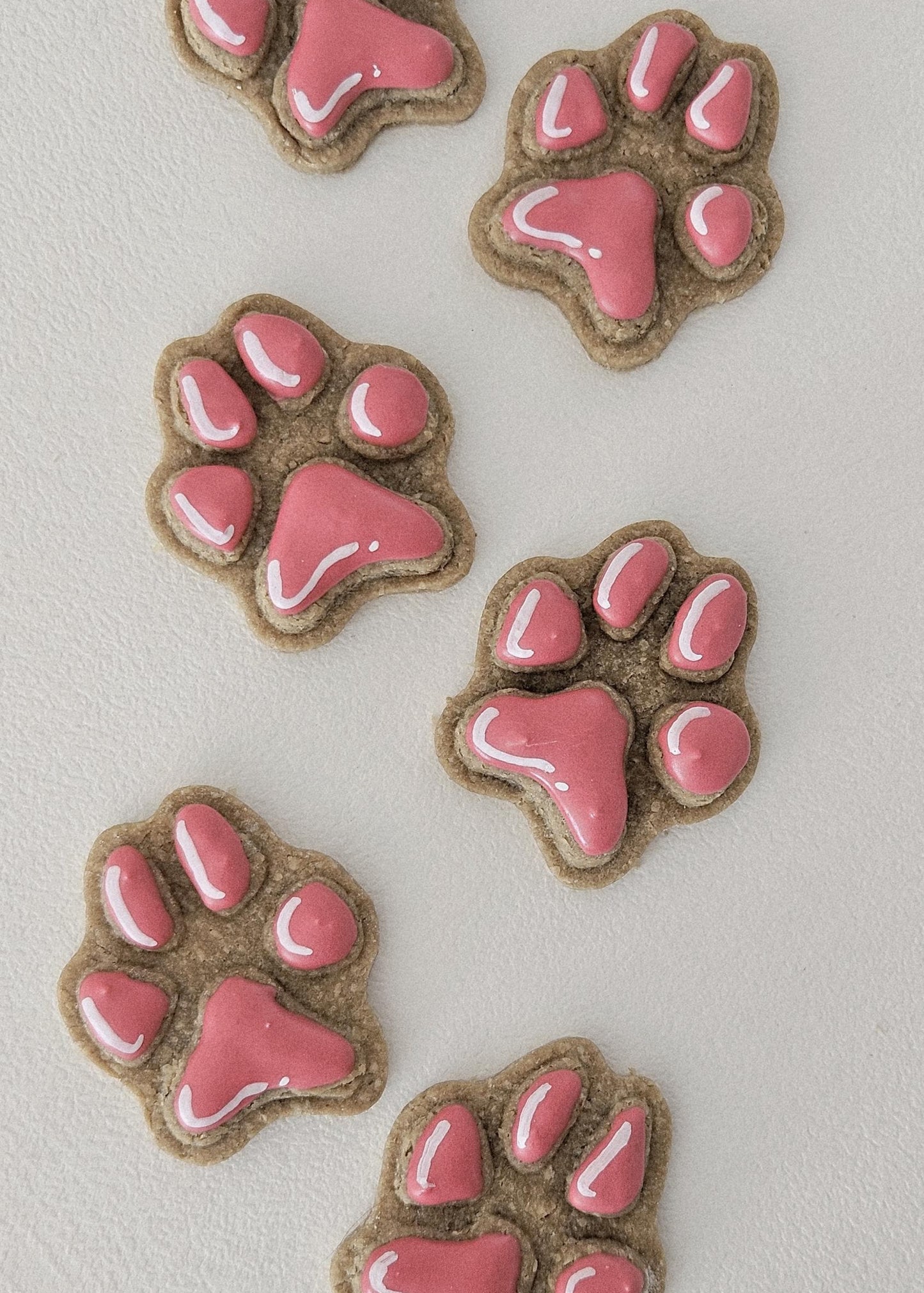 Small pawprint-shaped dog cookies – 8 mini hand-decorated treats