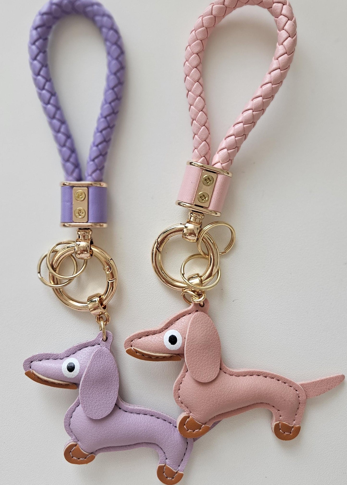 Fluffy Fluff dachshund Pup Pawrent Essential keyring in pink