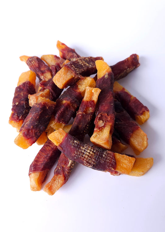 Duck Wrapped Sweet Potato "Fries"