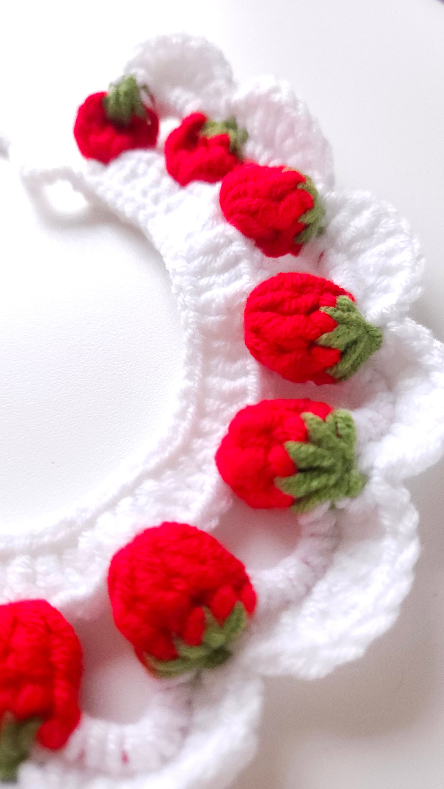 Strawberries - Crochet Dog Necklace (Size S or M)