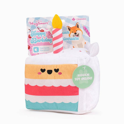 Birthday Cake Slice With Hidden Surprise - Plush Dog Toy