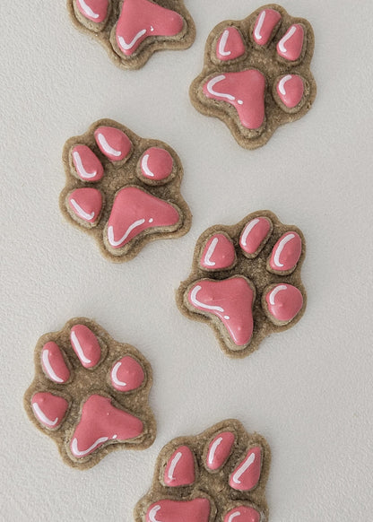 Small pawprint-shaped dog cookies – 8 mini hand-decorated treats