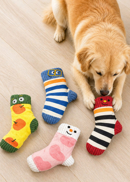 Sock - Plush Crinkle Dog Toy With Squeaker