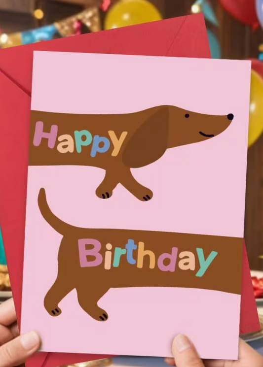 Dog Birthday Card - Dachshund (12cmx18cm)