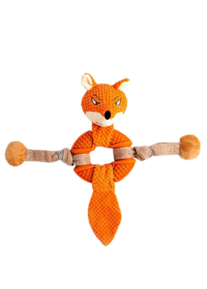 Fox - Plush & Rubber Squeaky & Crinkly Tug Toy