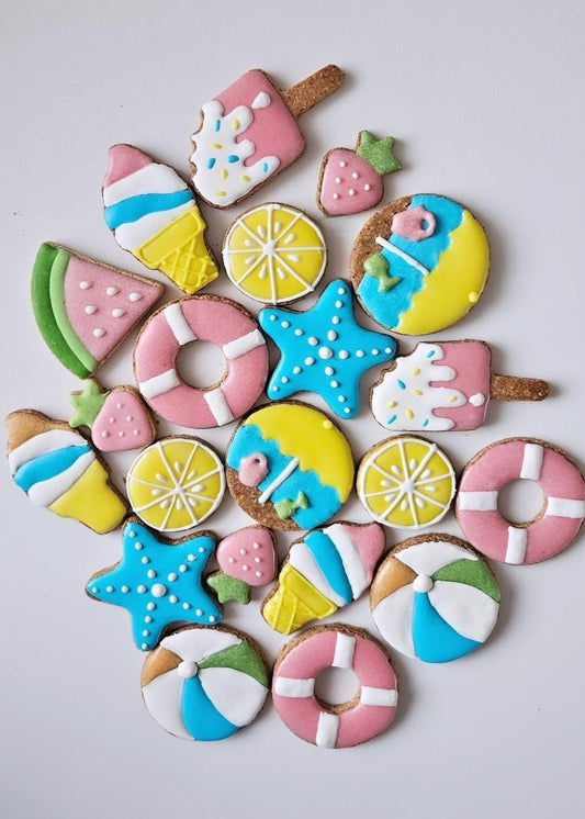Fruity hand-decorated dog cookies – Summer Collection by Fluffy Fluff
