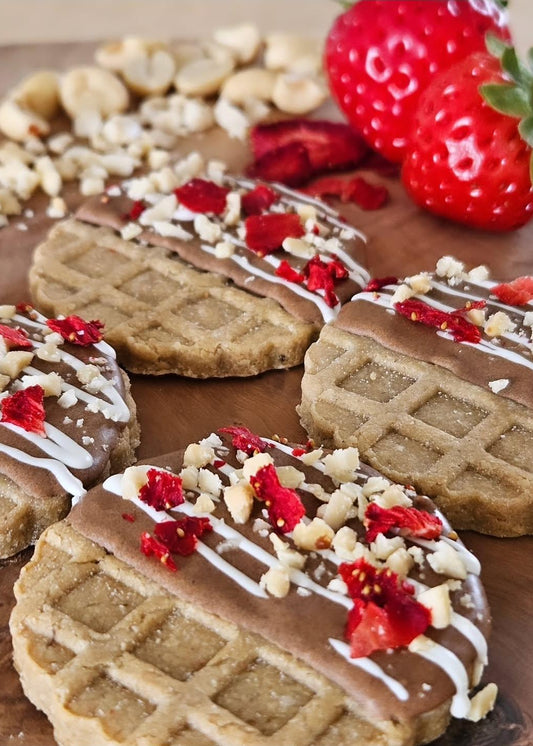 6 Wooffles dog treats – hand‑decorated natural cookies in waffle shape
