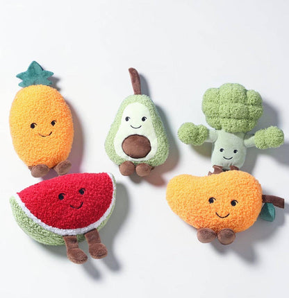 Smiley Fruits & Veggies - Squeaky Plush Chew Dog Toy