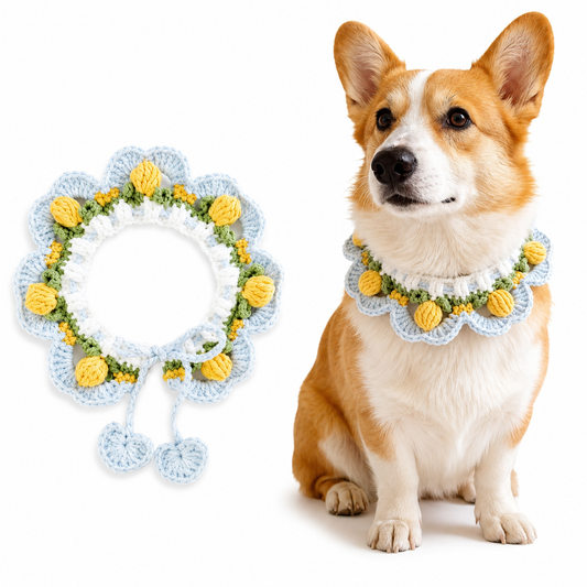 Sicilian Lemons - Crochet Dog Necklace (Size S or M)