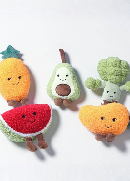 Smiley Fruits & Veggies - Squeaky Plush Chew Dog Toy