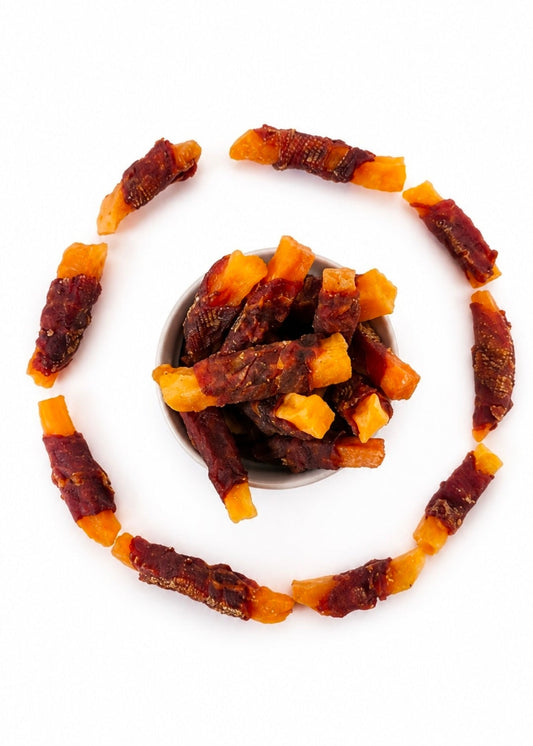 Duck Wrapped Sweet Potato "Fries"