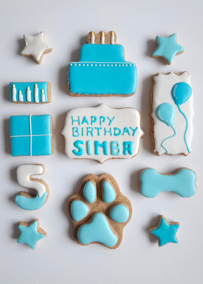Birthday Box - Large (11 Biscuits + Custom Message) - Blue or Pink