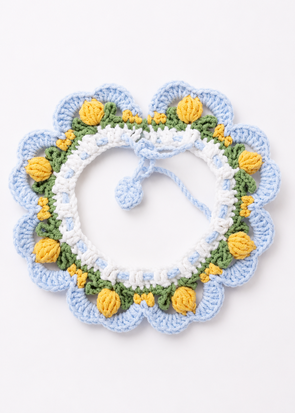 Sicilian Lemons - Crochet Dog Necklace (Size S or M)