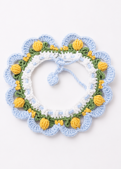Sicilian Lemons - Crochet Dog Necklace (Size S or M)