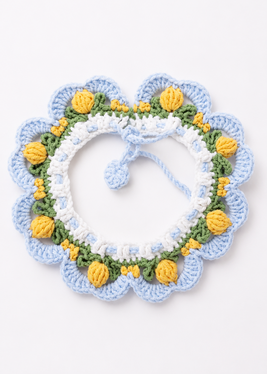 Sicilian Lemons - Crochet Dog Necklace (Size S or M)