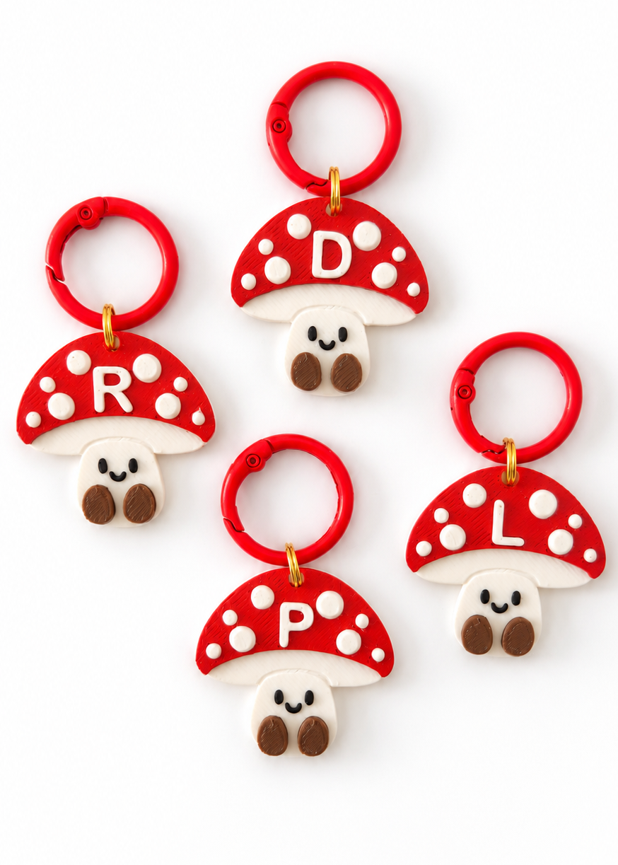 Smiley Toadstool Charm (Personalised) - Made By Fluffy Fluff Charmery